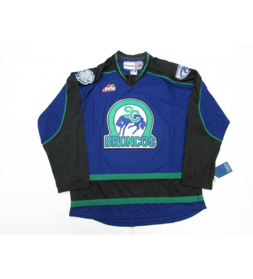 Custom WHL Swift Current Broncos 2010 14 Alternate Hockey Jersey Blue